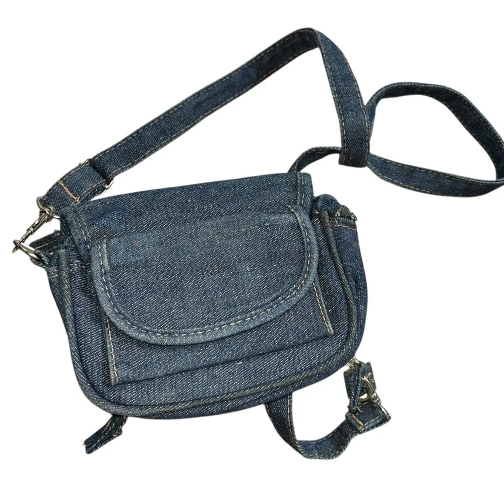 Chambray denim cross body adventure bag purse wallet